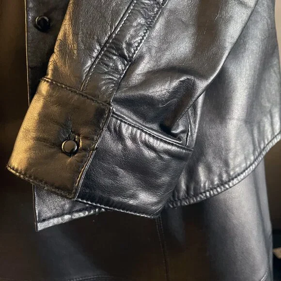 COPY - Black Lambskin Leather Shirt/Jacket fitted shacket by Wilson Leather - Picture 8 of 13